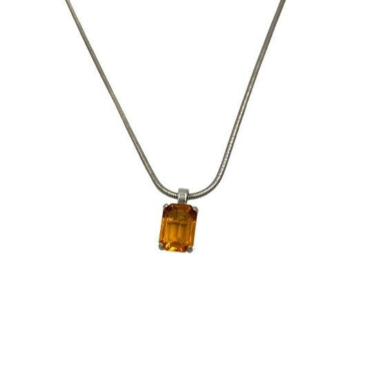 Vintage Madeira Citrine Necklace with Sterling Silver Chain