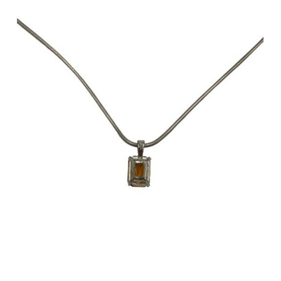 Vintage Madeira Citrine Necklace with Sterling Silver Chain