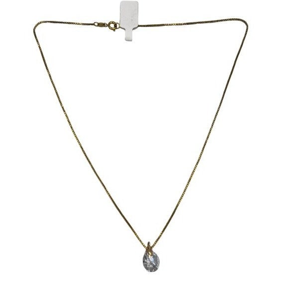 Vintage Crystal and Gold Style Chain Pendant Necklace