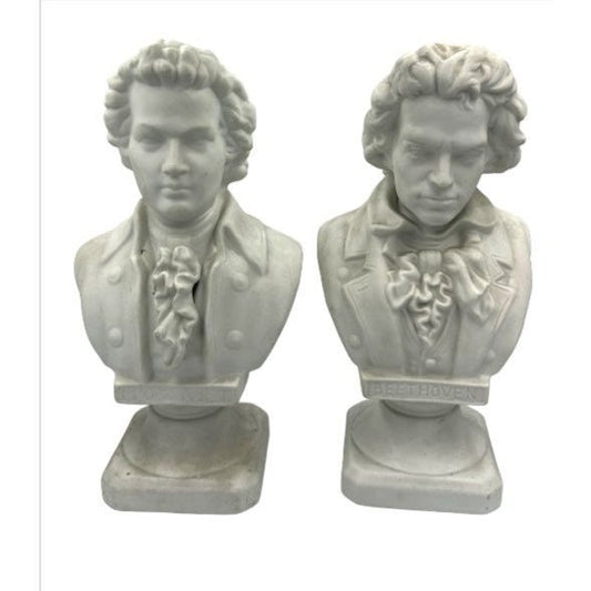 Antique Beethoven and Mozart Porcelain Busts