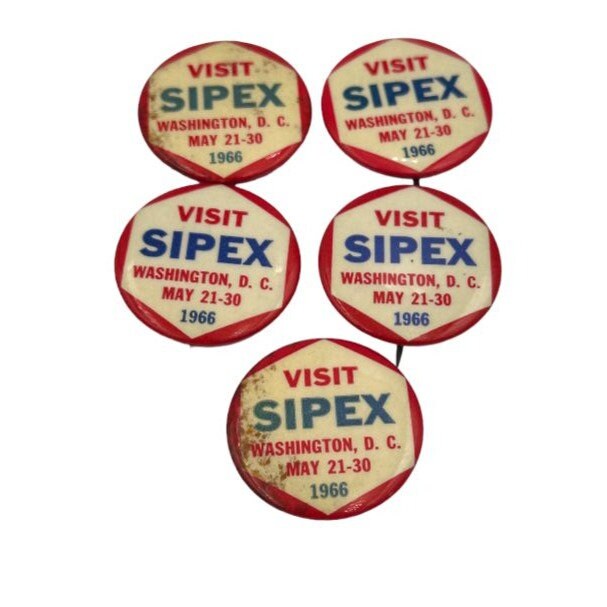 Lot of 5 SIPEX 1966 Pins Sipex Souvenir Sixth International Philatelic Exhibition Washington D.C. 1966