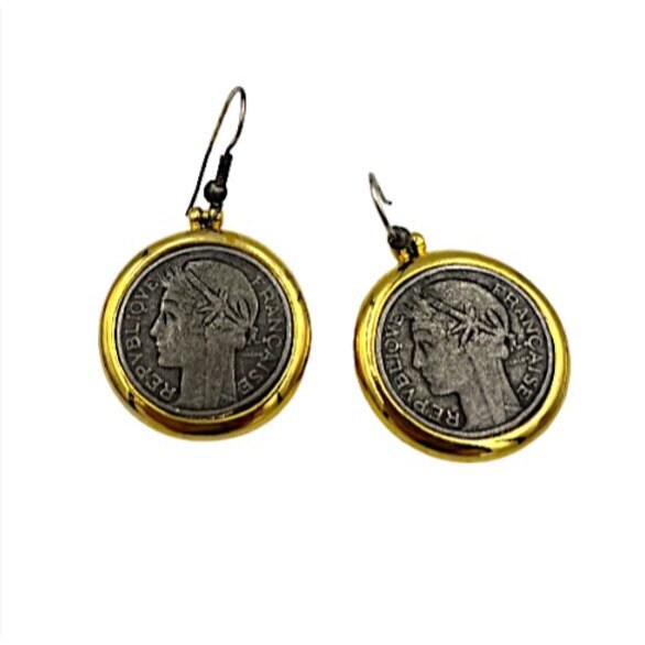 Vintage French Currency Franc Earrings