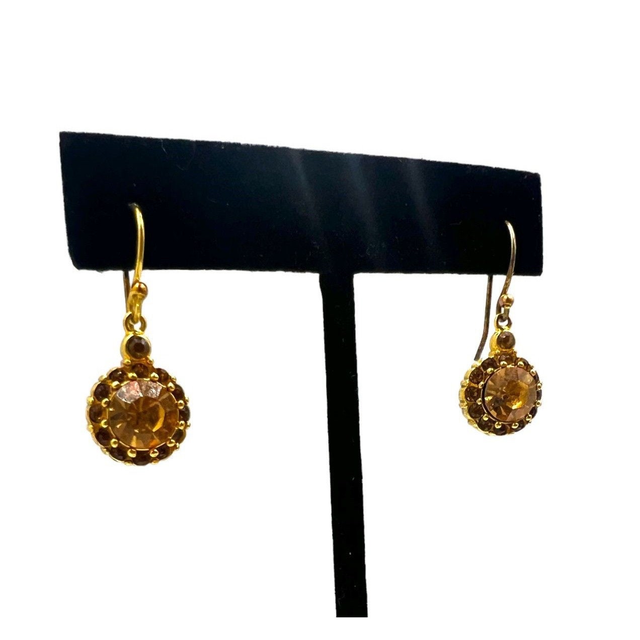 Vintage Champagne Gemstone Drop Dangle Earrings