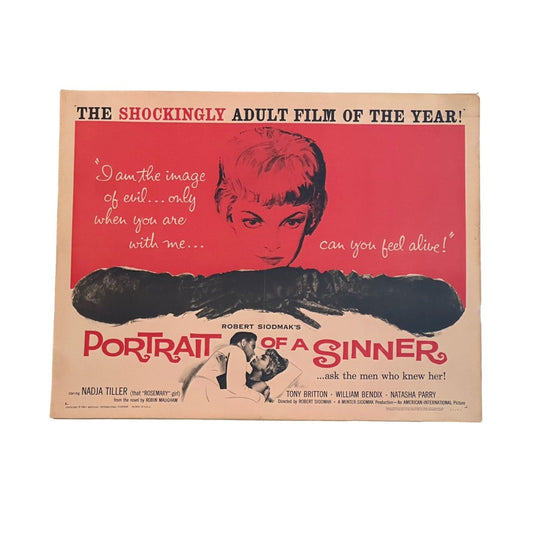 Vintage Adult Film Old Hollywood Movie Poster "Portrait of a Sinner" Smut