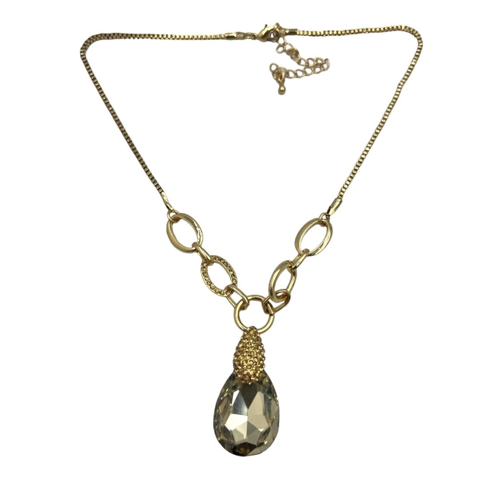 Vintage Champagne Gemstone Gold Chain Necklace