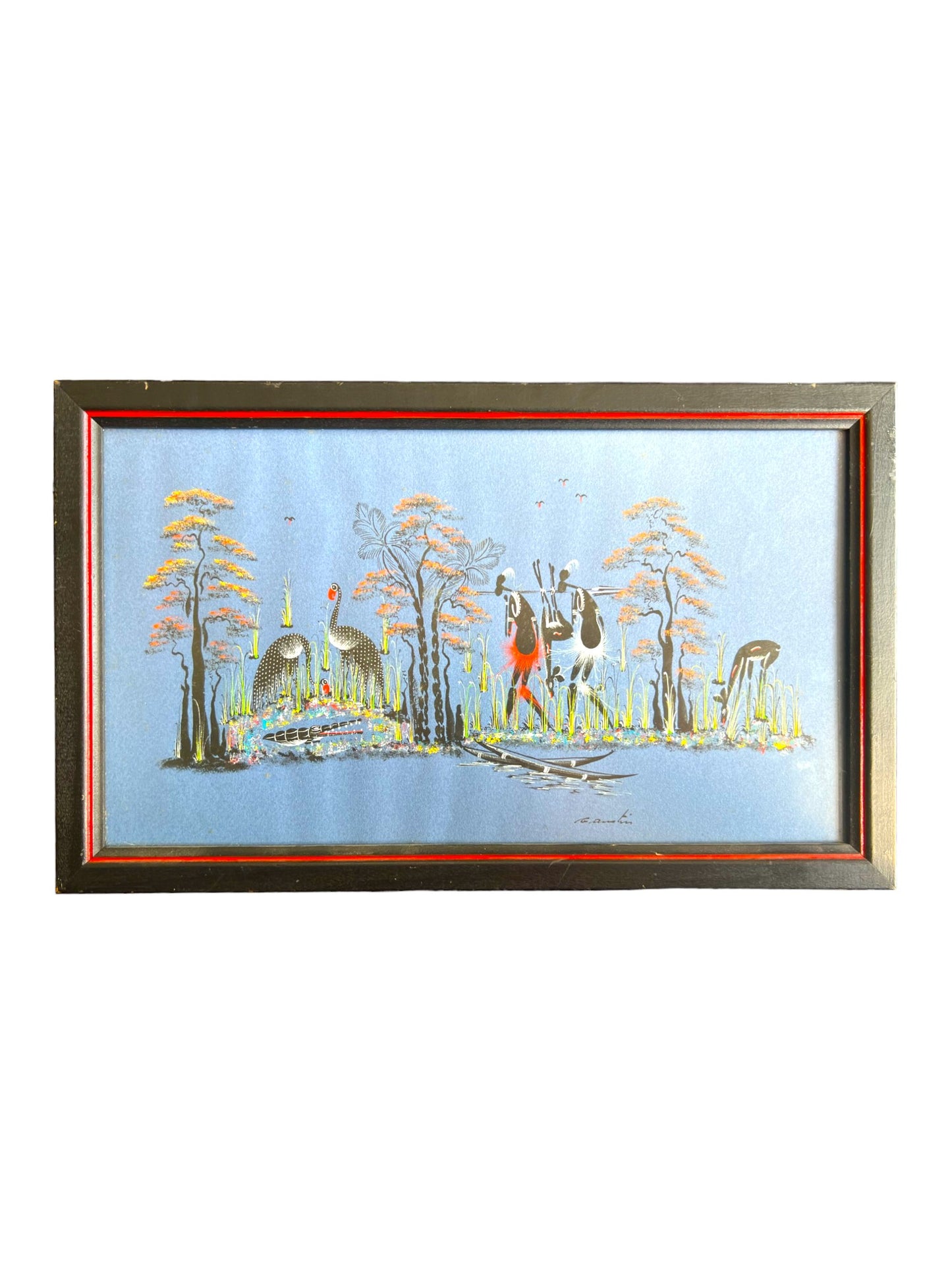 Vintage African Folk Art Framed and Signed